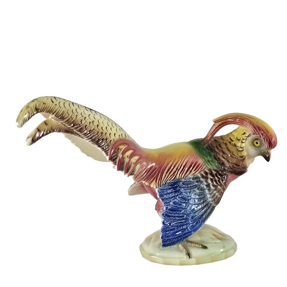 Ball Brother Art Ware Golden Pheasant Figurine Colorful Bird Ceramic - Picture 1 of 12